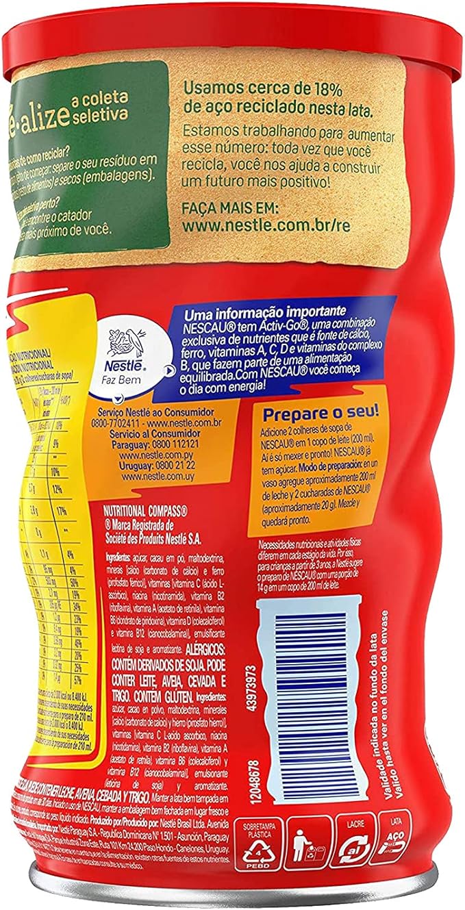 Kit Achocolatado em Pó Nescau 2.0 400g Pote 3un